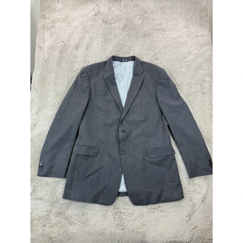 Tommy Hilfiger Men's Gray Pinstripe Wool Blazer Jacket‎ Size L46